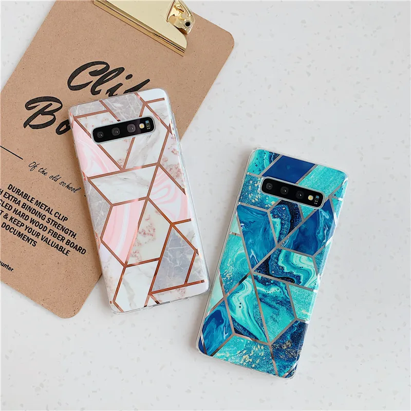 

Marble Geometric stitching phone case for Samsung Galaxy S10 case S10e S10 plus capa for Samsung S20 Ultra S9 Plus S8 plus025