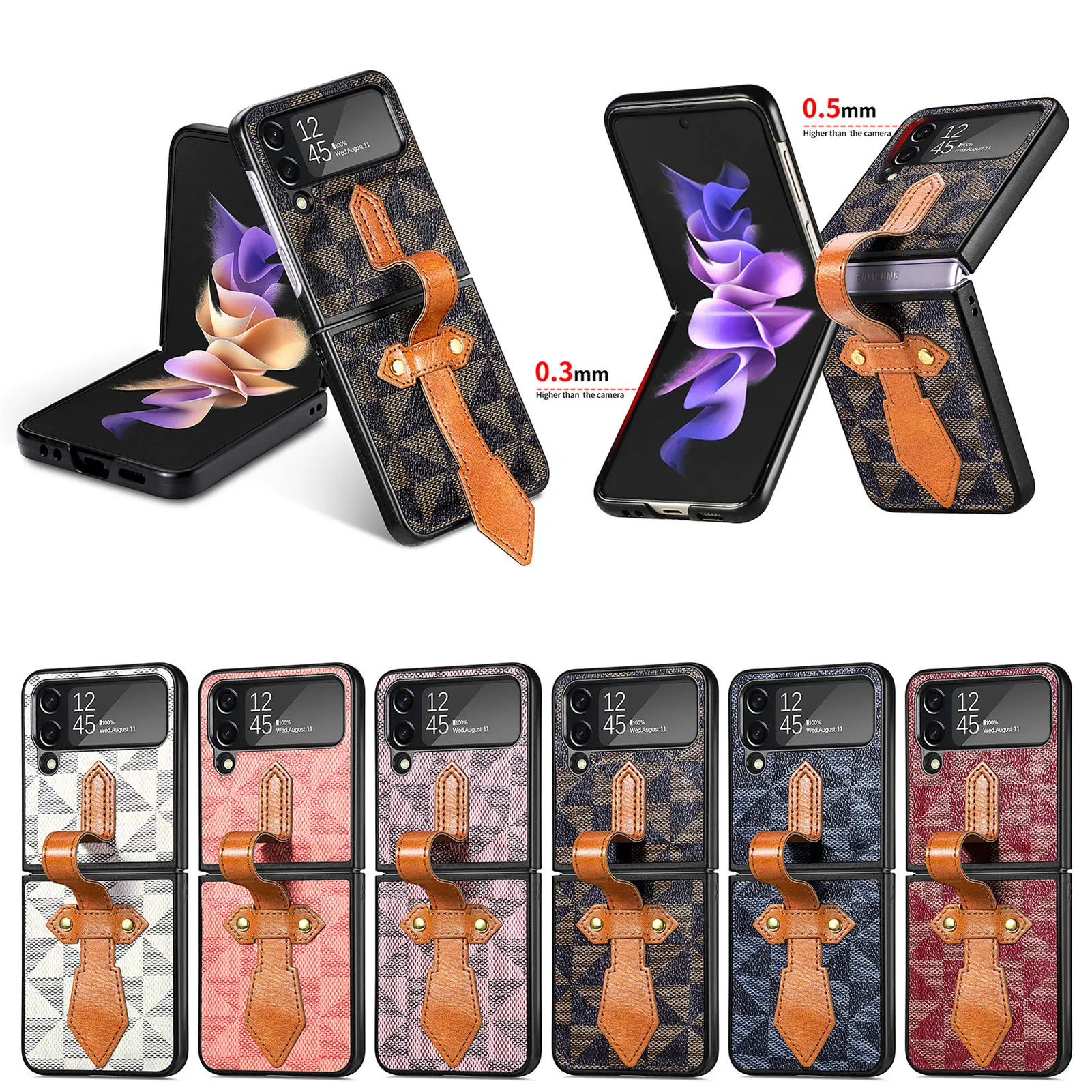 

Case Cover for Samsung Z Flip4 5G Luxury Wristband Ring Holder Stand Back Panel Cover for Samsung Galaxy Z Flip 4 Phone Case