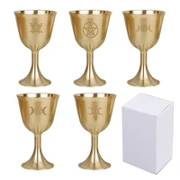 three phase moon pentagram goblet witchcraft gold plated brass tableware divination astrology holy grail ceremony props