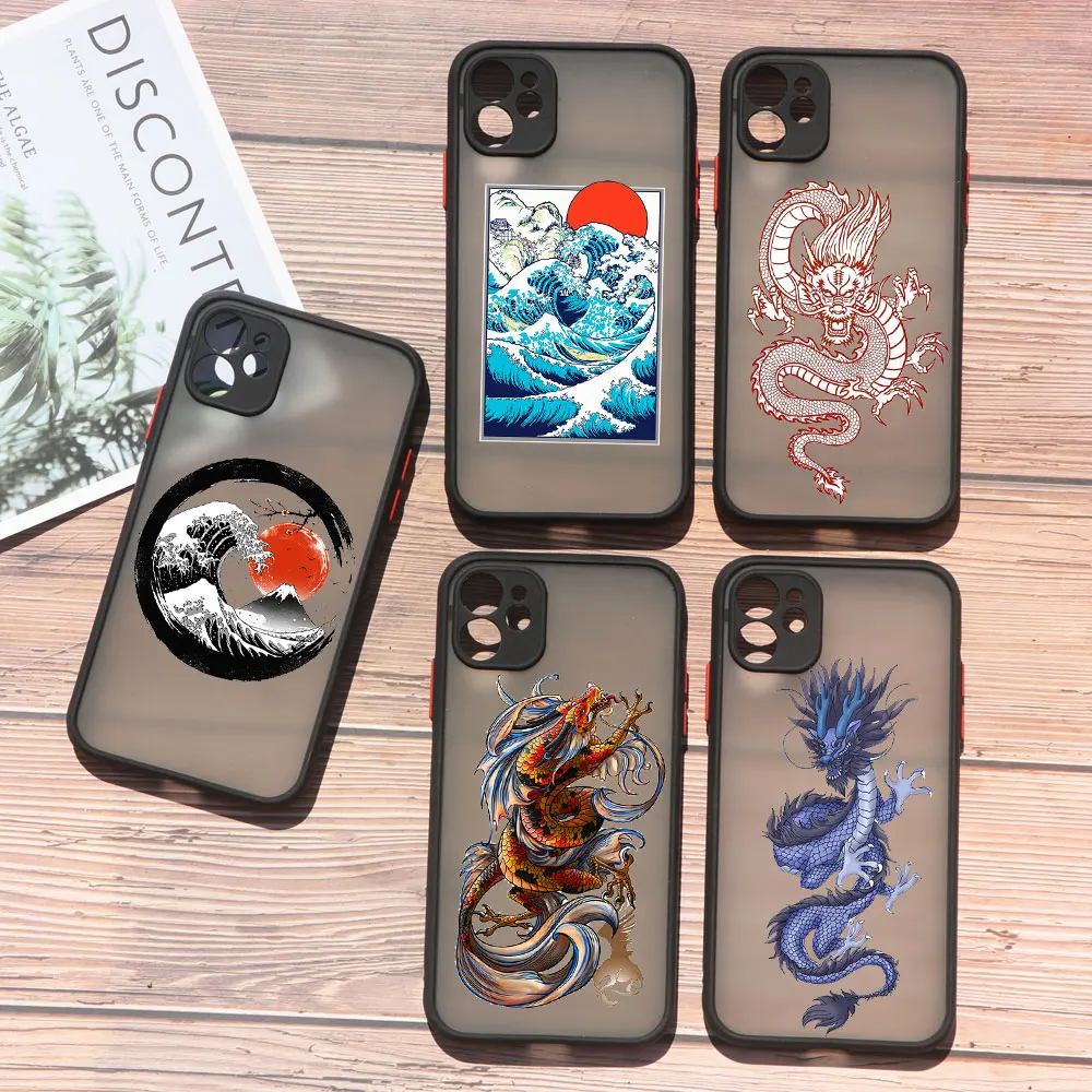 

Simple line art Chinese dragon Phone Case For iphone 13 Pro max 14 Pro 12 Pro Max 11 Pro XR X XS MAX 6S 8 7 Plus Hard PC Cover
