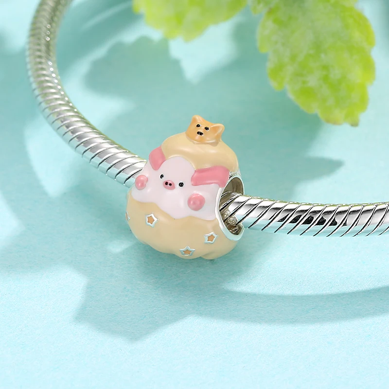 Лидер продаж серебряные подвески бургеры свинка курица животные радуга голубая