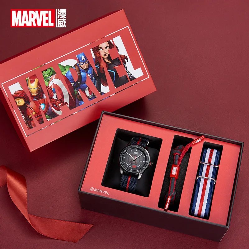 Marvel Men's Watch Luminous Iron Man Spider -Man Captain America  Waterproof Clock Relogio Masculino With Strap Gift Box