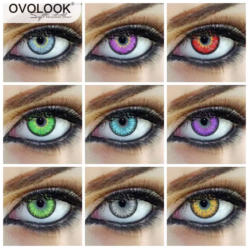 Фото OVOLOOK-1 пара (2 шт.) Цветные контактные линзы Хэллоуин Красивые глаза Косметические контактные линзы для косплея Разноцветные художественные линзы (диаметр: 14,5 м) №2