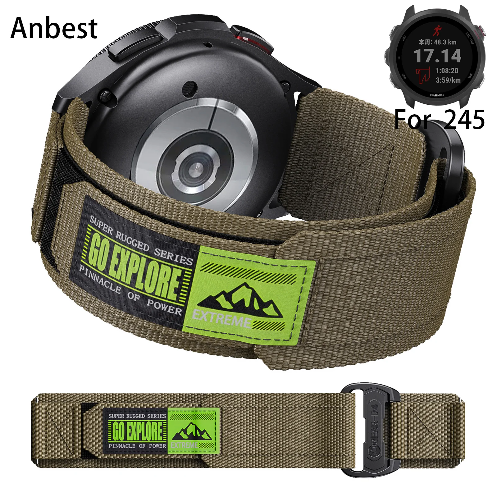 Фото Нейлоновый ремешок 20 мм 22 мм для Garmin Forerunner 245/255/265, универсальный ремешок для часов 20 мм 22 мм для Garmin vivoactive 3 MUSIC №1