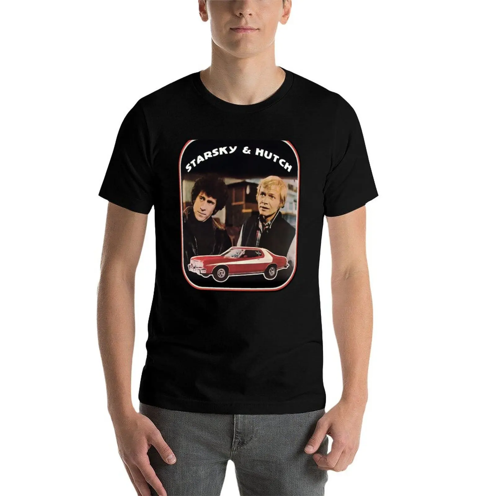 Фото Футболка Starsky & Hutch, мужская футболка из 100% хлопка, роскошные брендовые хлопковые футболки, мужские футболки из 100% хлопка, винтажная футболка с графическим рисунком №3