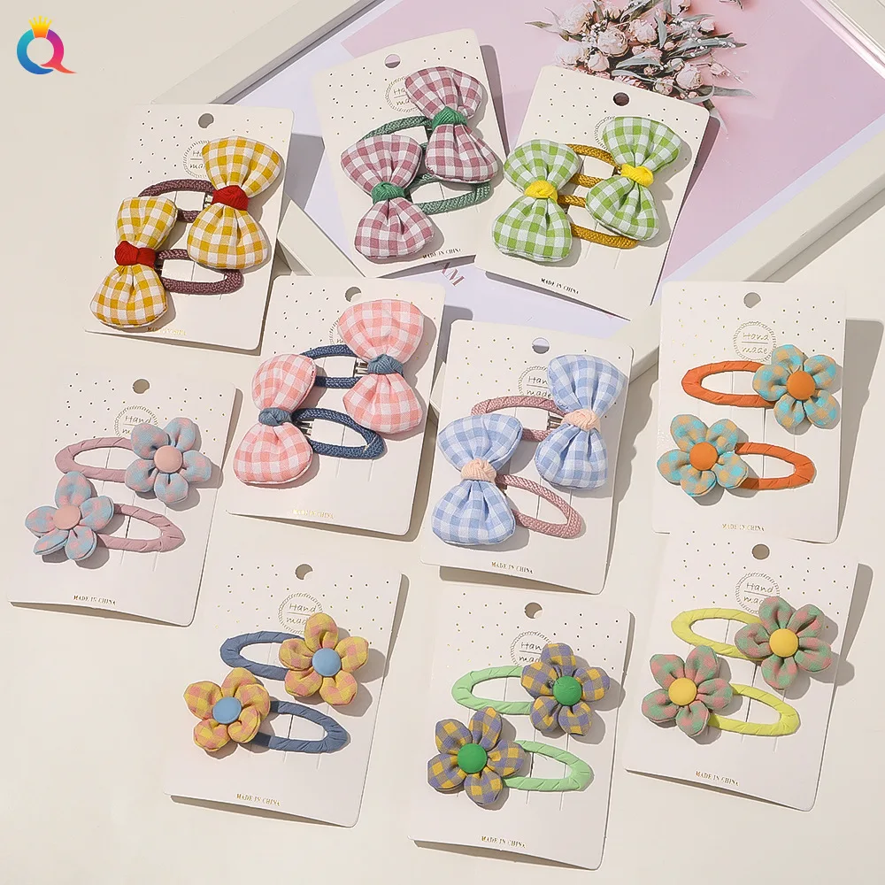 

1 Pair Cute Korean Hairpin for Baby Girl Big Bow Lattice Kids Hair Clip Fabric Bang Side Clip Little Baby Girl Hair Accessories