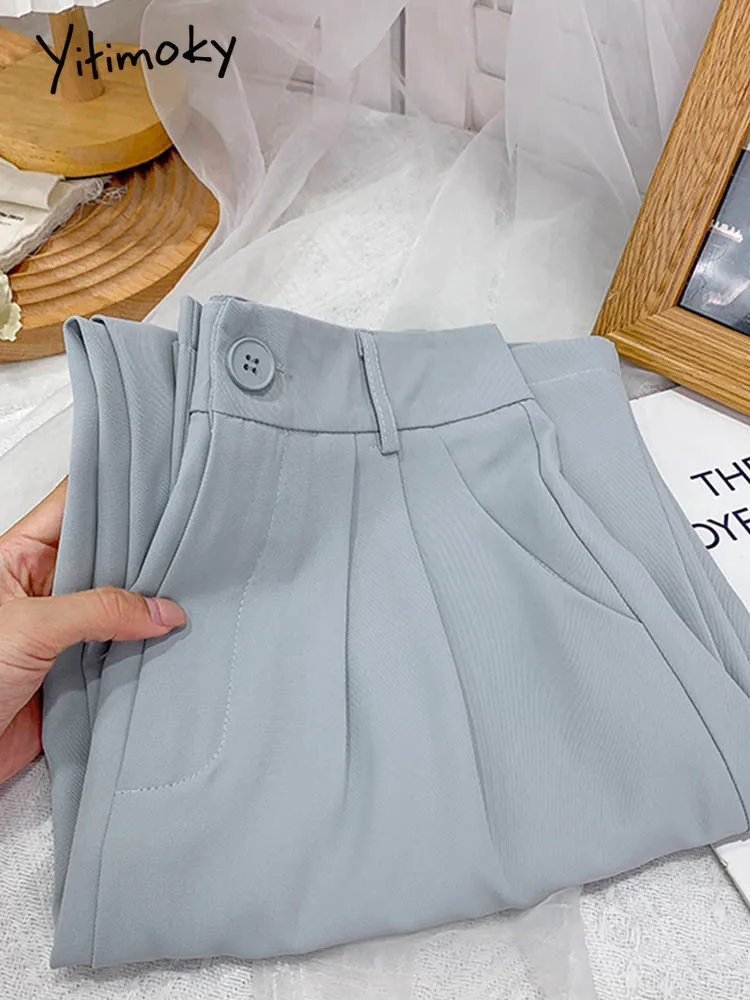Женские офисные брюки Yitimoky Y2k прямые с широкими штанинами и высокой талией