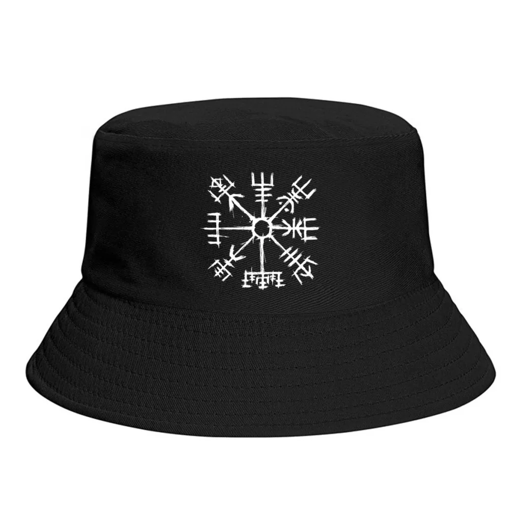 

Viking Vikings Compass Vegvisir Bucket Hat Polyester Men Teenagers Fisherman Hat Customized Cute Hiking Caps