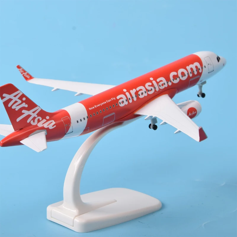 

20cm Diecast 1:400 Scale AirAsia A320 Alloy Passenger Aircraft Airplane Model Gift Collection Souvenir Display