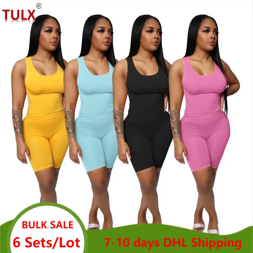 

Wholesale Item Activity Fitness Two Piece Tracksuit Joggers Casual Set Women 2023 Workout Active Wear Top and Sporty Shorts 7292