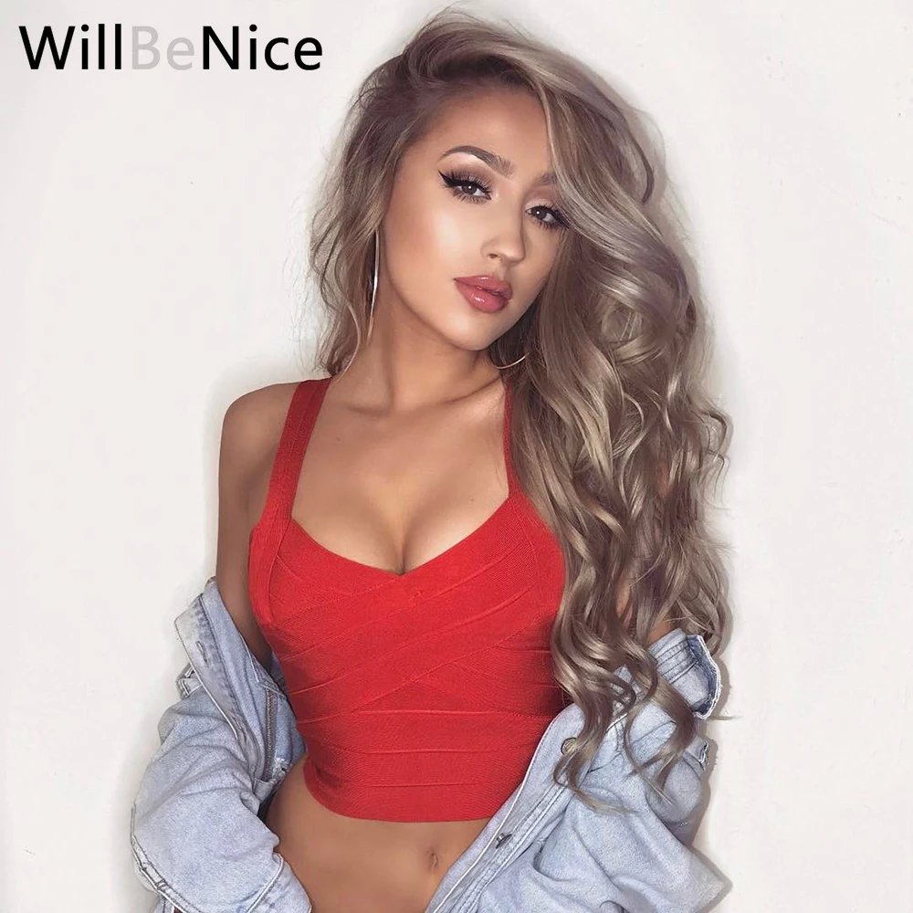 

WillBeNice Quality Crop Tank Bandage Tops Women Nightclub Women Vest Nude White Black Large Size Vintage Clothes birthday Gifts