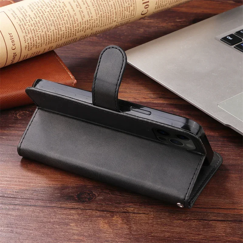 Фото Redmi 14C 13C 12C Note 14 13 12 Pro Plus Zipper Case for Xiaomi 14T 14 15 13T 13 Pro 14Ultra Cards Slot Stand Wallet Phone Cover №2