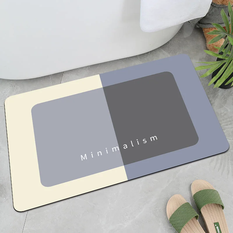

Solid Color Rectangular Absorbent Shower Mat Quick Dry Bathroom Carpet Anti-Slip Entrance Door Mat Diatom Mud Oval Bathroom Mat