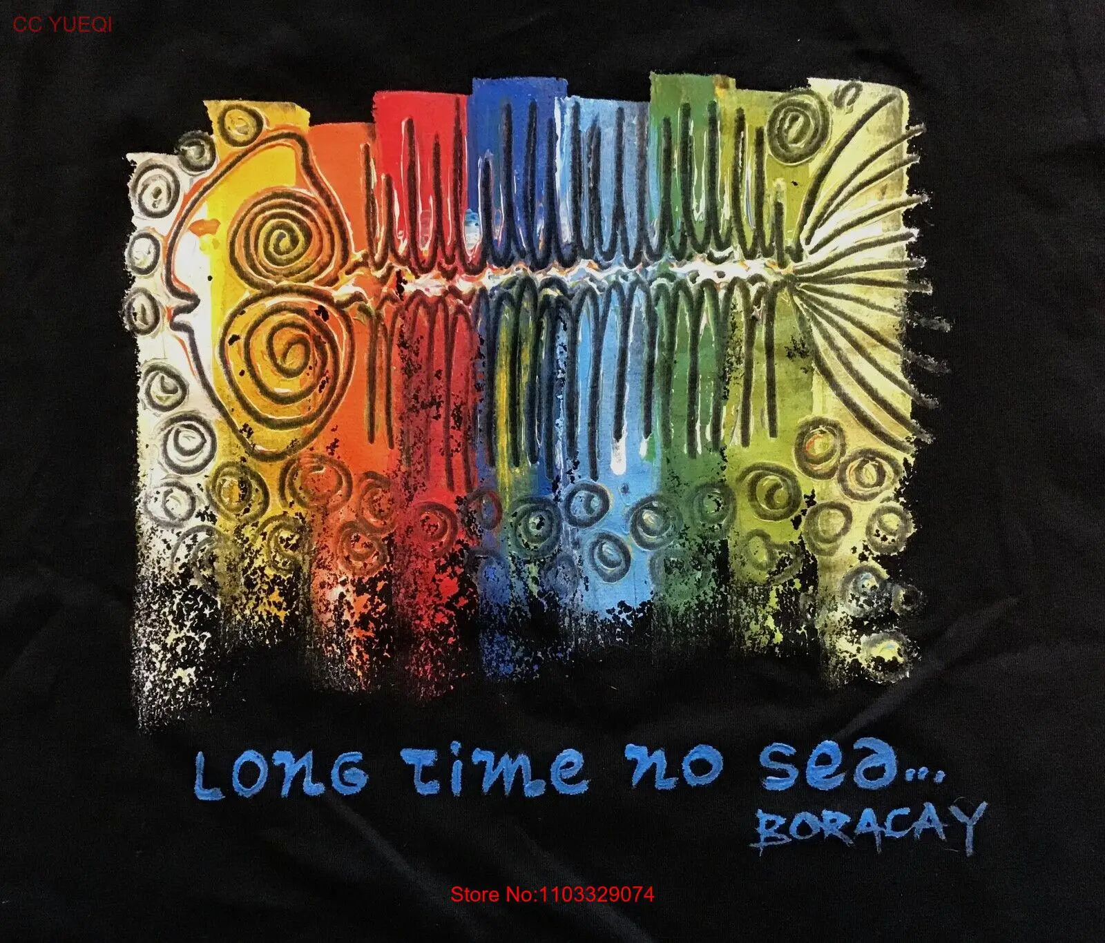 Футболка с надписью Одинокая планета долгое время без моря Boracay Филиппины черная