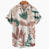 hawaiian t shirt high quality mens v neck button 3d print personality beachwear fashion casual loose pullover vantage oversized