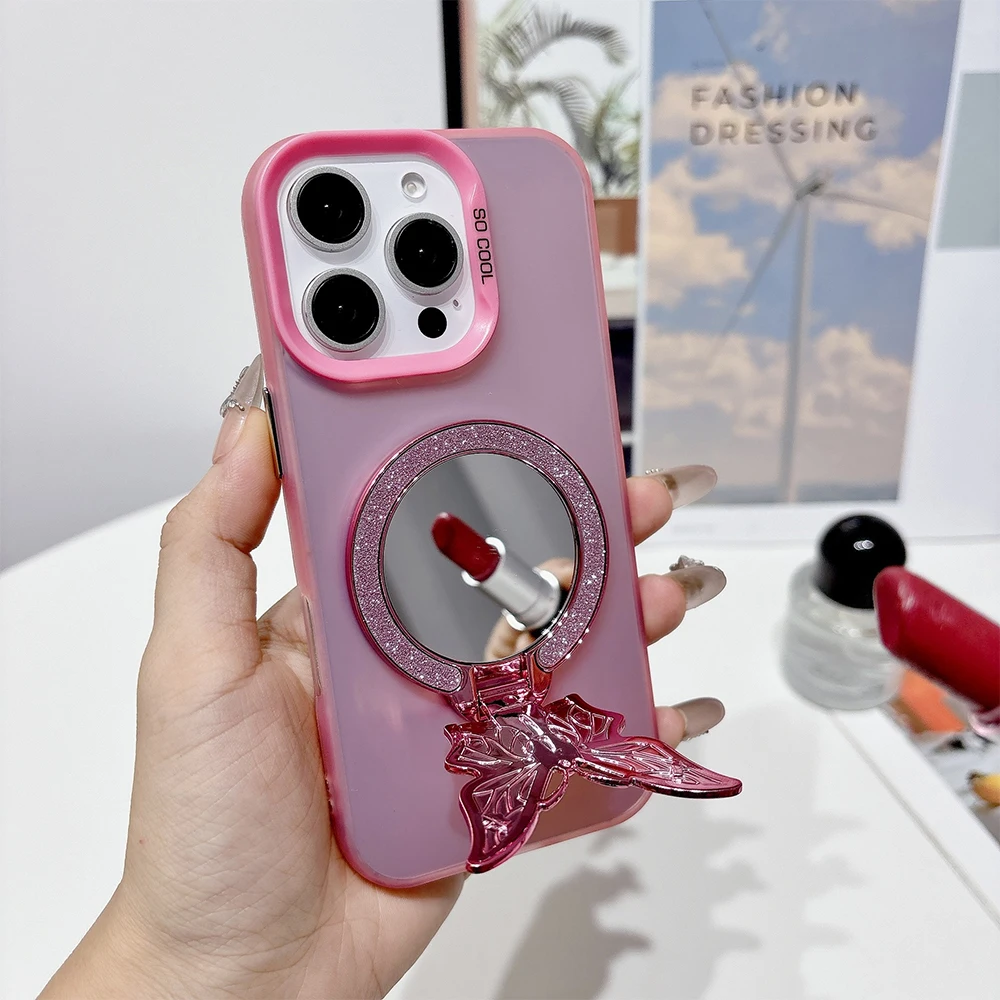 Фото Универсальная подставка для телефона, блестящая бабочка, держатель для мобильного телефона, кольцевая ручка, круглая зеркальная подставка для iPhone, Samsung, Xiaomi №5