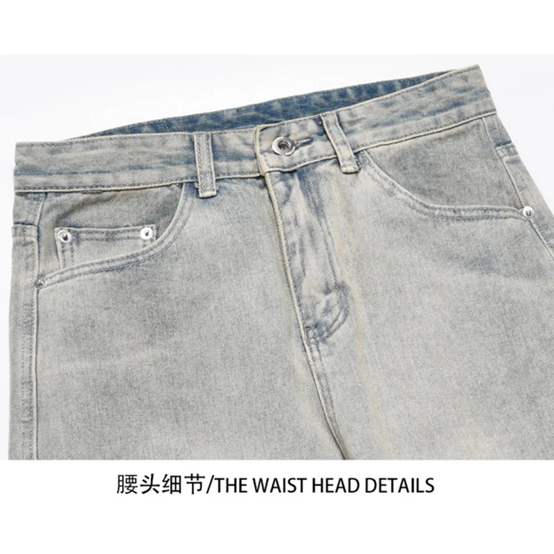 Streetwear Men Vintage Baggy Blue Jeans Large Straight Cylinder Casual Pants High Street Mopping The Floor Denim Trousers Autumn
