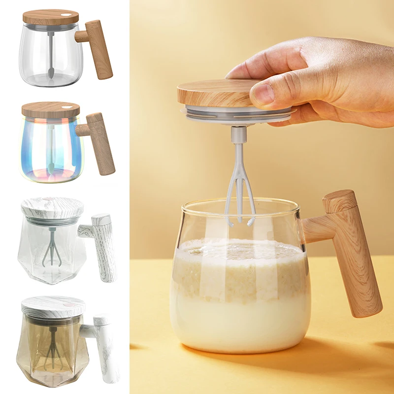 

Electric Stirring Mug Portable Self Stirring Mug Coffee Cup Removable Transparent Glass Offices Household Automatic Mix Cup