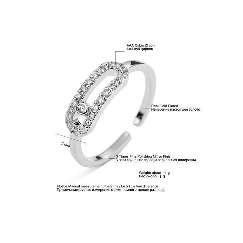 Модные круглые медные кольца с кубическим цирконием для женщин металлические