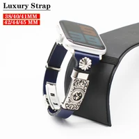 luxury strap for apple watch band 44mm 45mm 42mm retro leatherstainless steel bracelet correa iwatch serie 3 4 5 6 se 7 4038mm