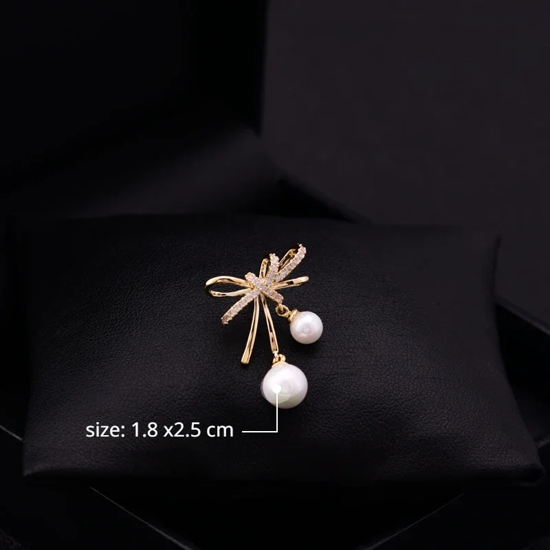 Брошь с жемчужным бантом Женская антиэкспозиционная фиксирующая пряжка в