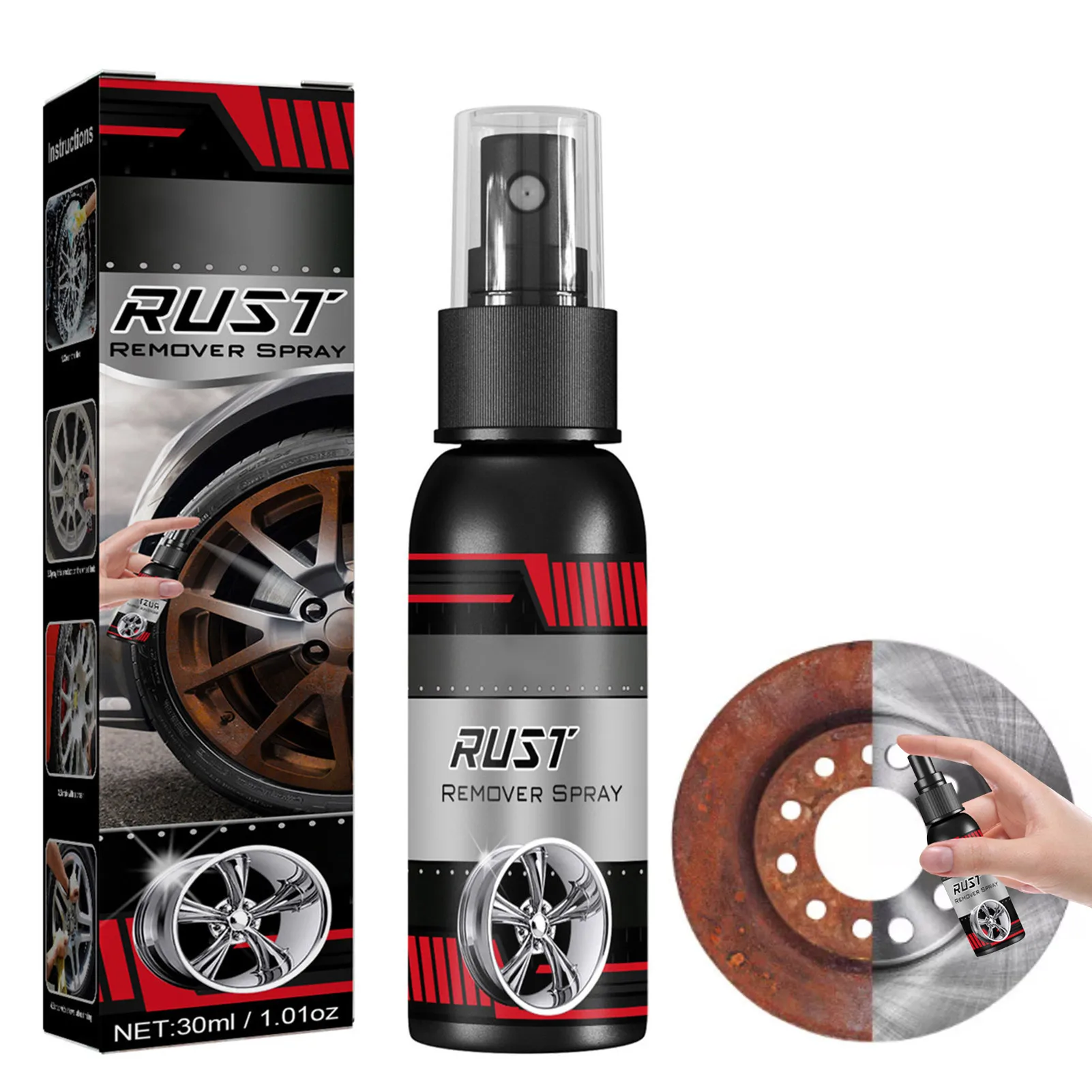

30/100ml Multi-Purpose Rust Remover Spray Metal Surface Chrome Paint Car Maintenance Iron Powder Cleaning Super Rust Remover