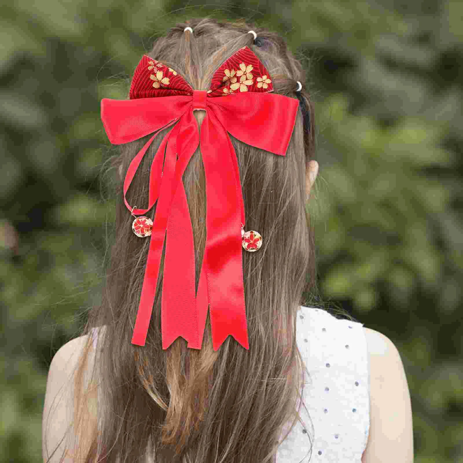 

Hair Barrettes Girls Ribbon Bow Holder Decorative Rope Bowknot Acrylic Tie Fabric Baby Women Accessories Hanfu