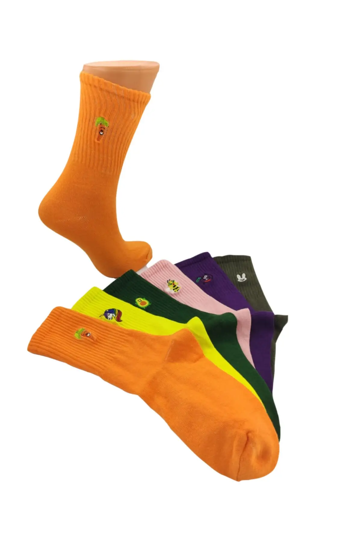 

6 шт. Цветные носки с вышивкой