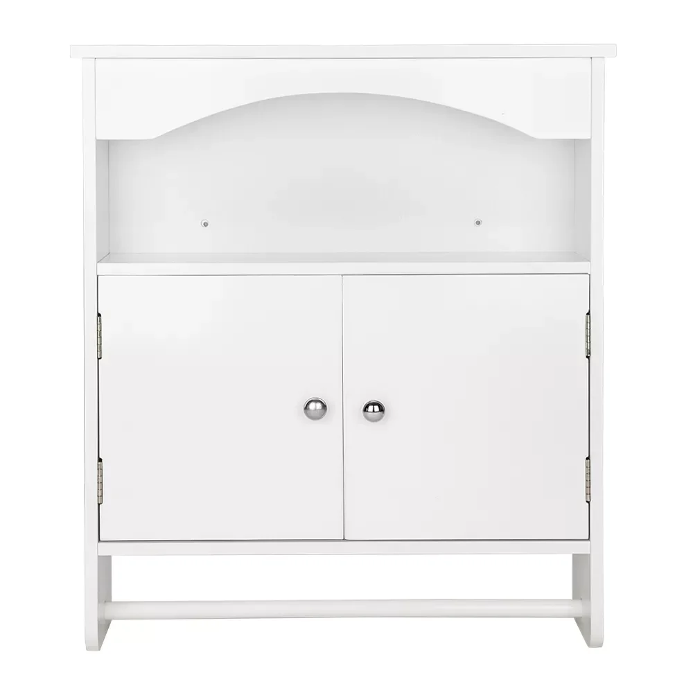 

Bathroom Wall Cabinet with Two-Door Tower Hanger Easy to Assemble and Mount on the wall White[US-W]