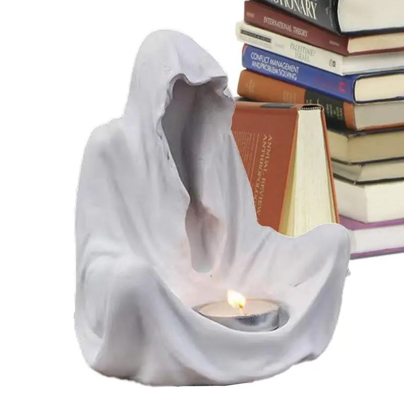 

Белые подсвечники из смолы, подсвечники без лица, статуя призрака, подсвечник, украшение для дома, строительные принадлежности, украшения для Хэллоуина