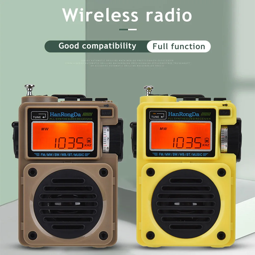 HRD-701 Retro Radio Multimedia Music Player Subwoofer Portable Radio FM MW SW WB Receiver Built-in 1000mAh Lithium Battery