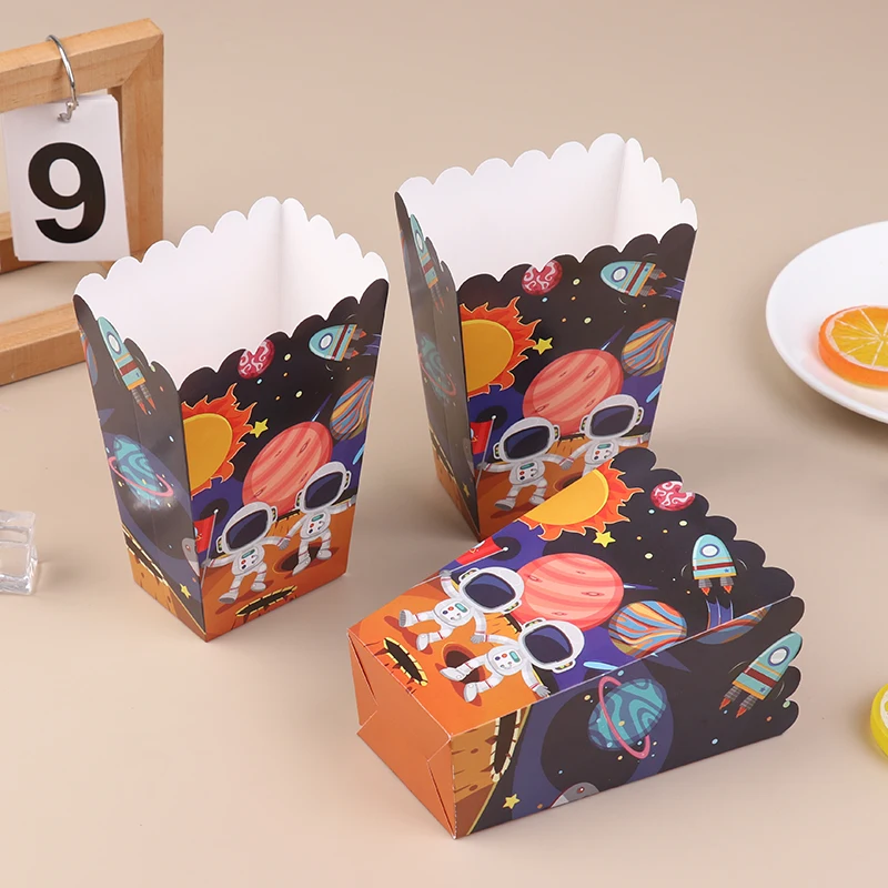 6 шт. коробка для попкорна с космическим астронавтом ракетой детские коробки днем