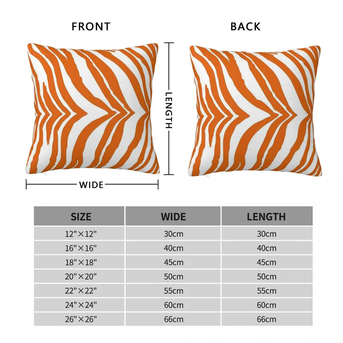 Фото Квадратная наволочка Zebra Burnt Orange White из полиэстера, льна и бархата, креативная декоративная наволочка для подушки, чехол для автомобильной подушки 18 дюймов №2