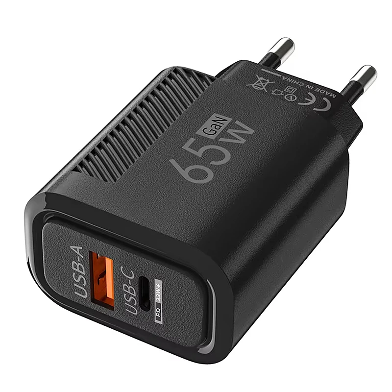 [GaN Tech] APD-180 65 Вт 2-портовое зарядное устройство USB PD USB-A + USB-C QC3.0 Настенное для