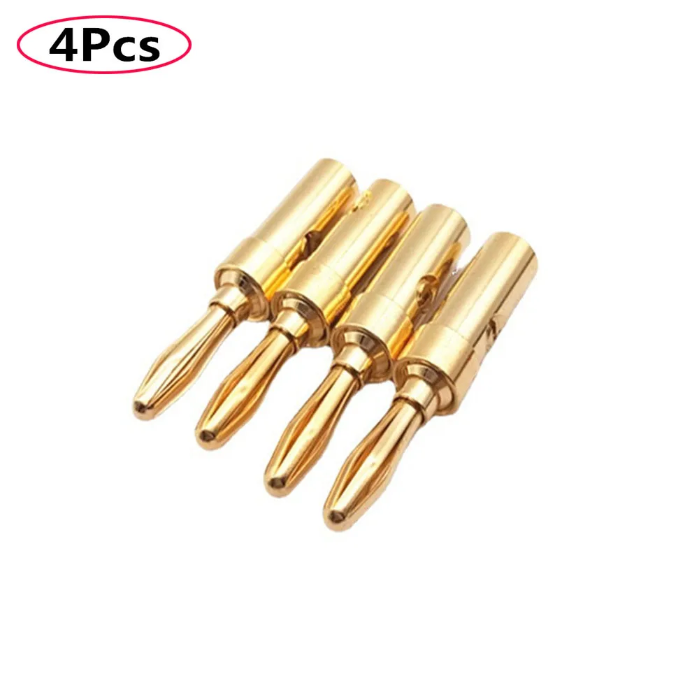 

4PCS Pure Copper Wire Binding Post Terminals Cross Banana Plug Connector Solder Free Head Plug Gold Plated Copper Banana Plug