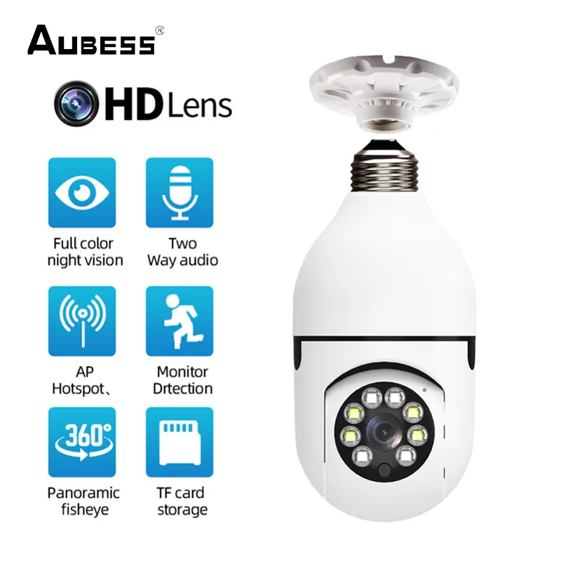

E27 Bulb Surveillance Camera Night Vision Full Color Automatic Human Tracking Camera Wifi Video Indoor Security Monitor
