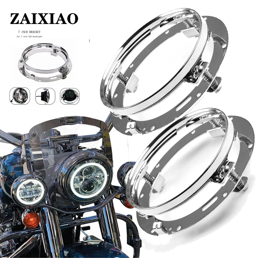 

Крепежное кольцо для передних фар, Круглый адаптер для передних фар, 7 дюймов, черный/серебристый, для Touring, Softail FLD, Jeep JK, светодиодный