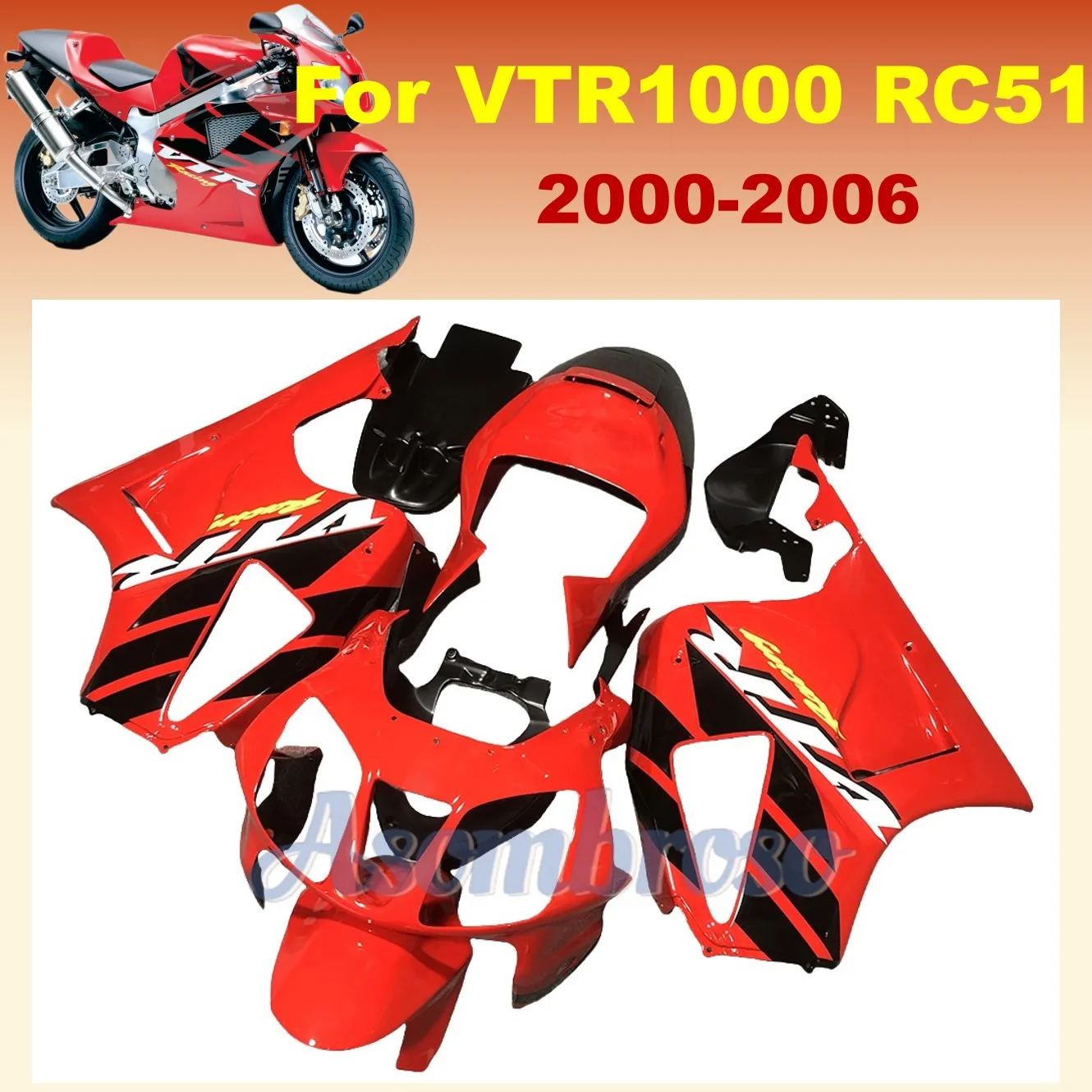 Новый комплект обтекателей для мотоцикла ABS подходит HONDA VTR1000 RC51 2000 2001 2002 2003 2004 2005