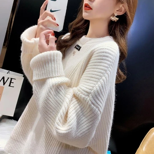 

White Long sleeve Pullover Girl Woman Women Sweater V-Neck Knit Tops Tight Women's Sweaters Fall Spring Top Coat Cloth Suétere