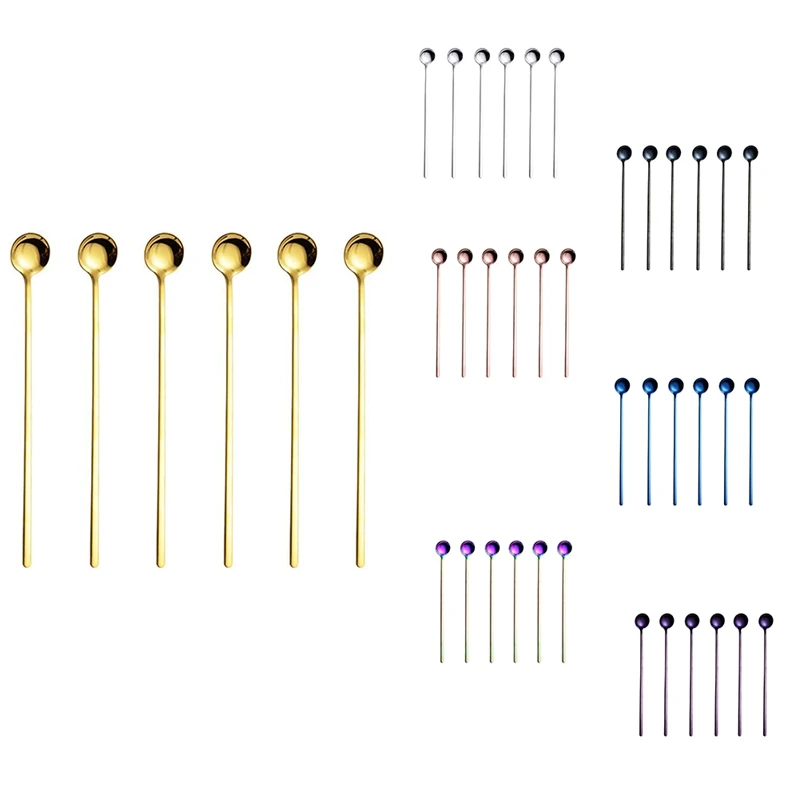 

Ice Cream Spoon Stainless Steel Long Drink Spoon Set,6Part Cocktail Spoon,Ice Cream Spoon Coffee Stirring Spoon