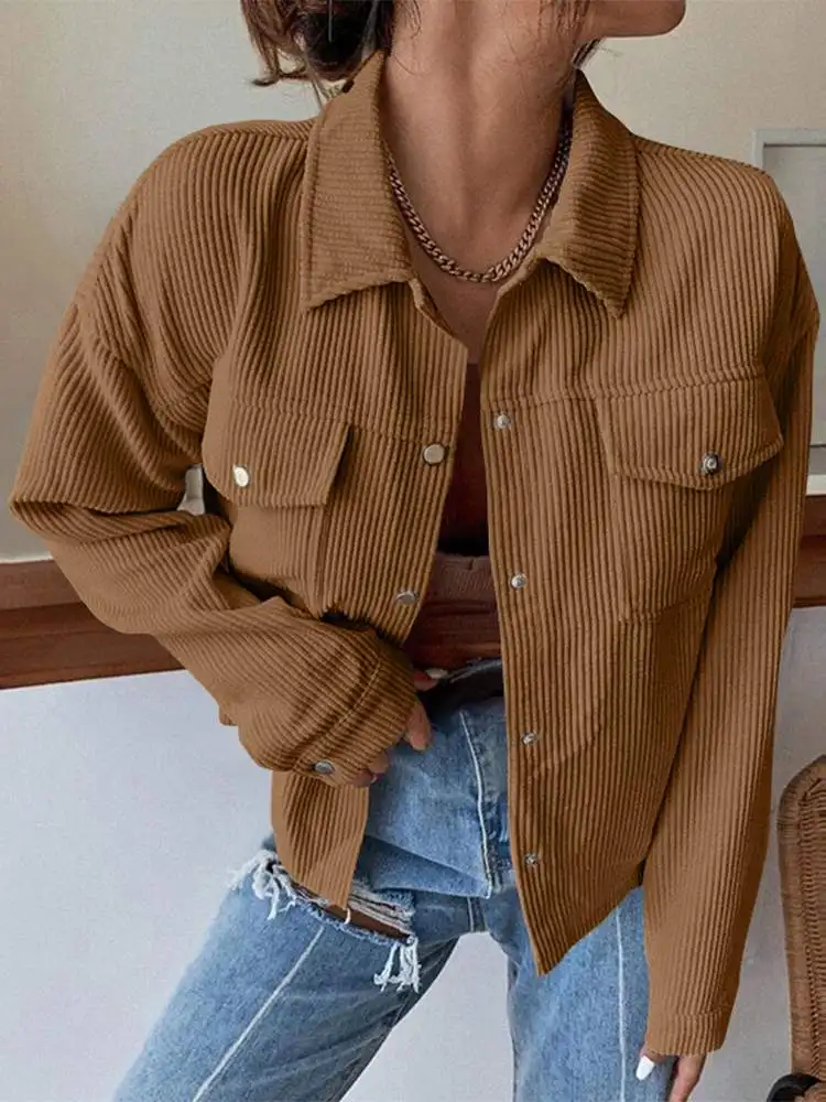 

ZANZEA Oversized Casual Solid Loose Blusas Chemise Vintage Retro Women Shirts Blouse 2022 Spring Corduroy Long Sleeve Tops Tunic