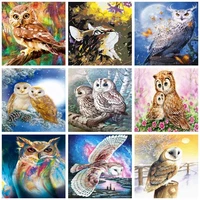 ruopoty frame paint by number owl handpainted kit drawing on canvas oil painting by number animal wall art home decor diy gift