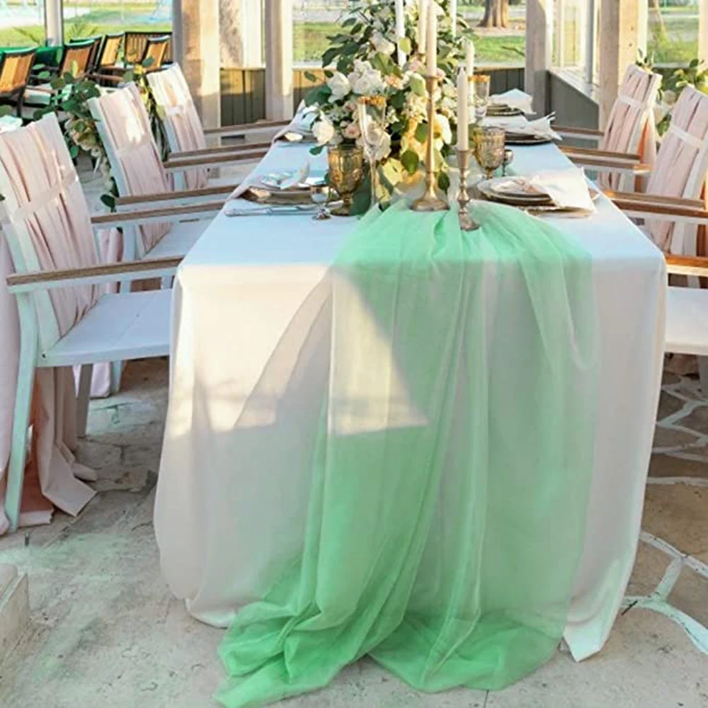

Custom Made Organza Table Runner Wedding Gift Durable Tablecloth Gauze Wedding Party Bridal Shower Birthday Home Decoration