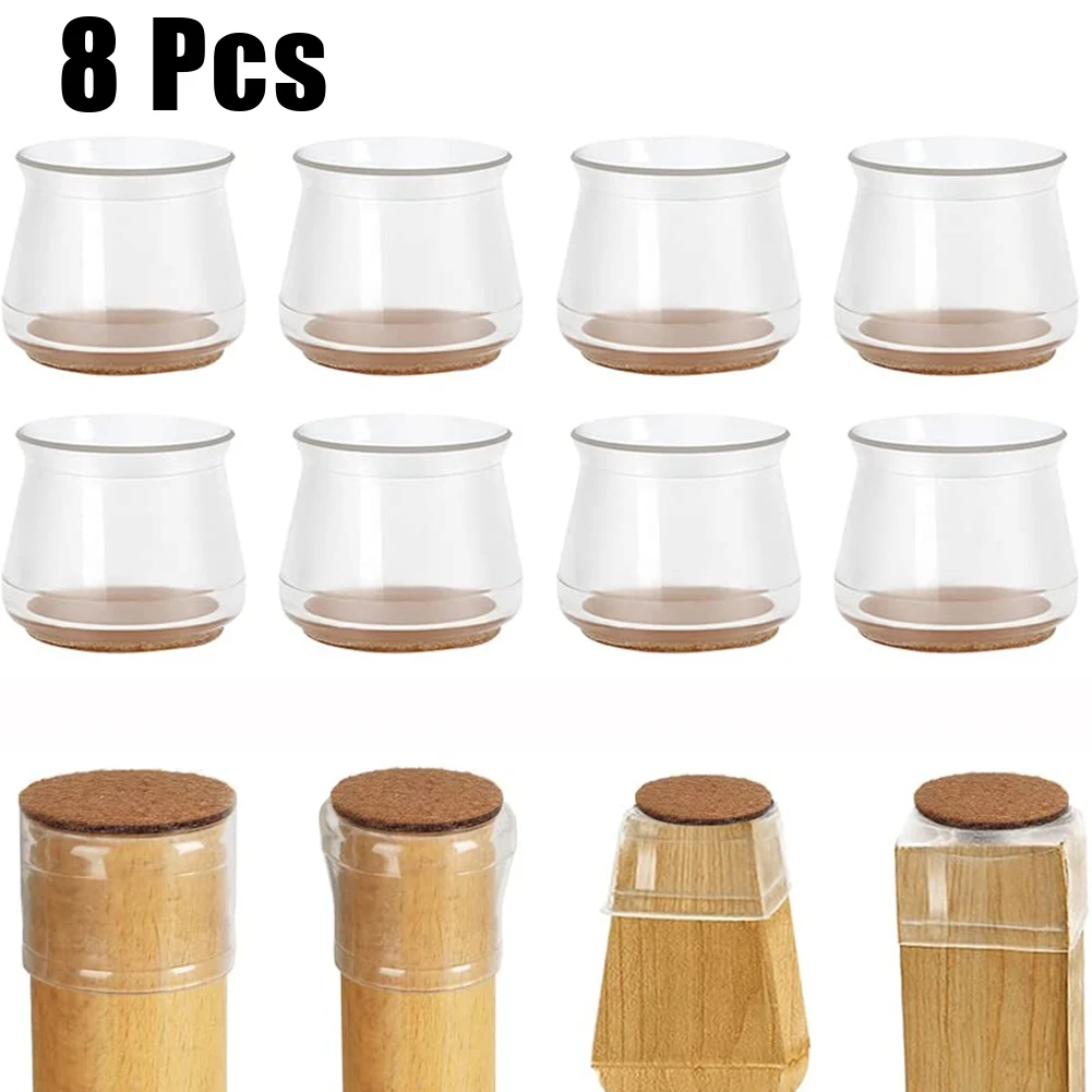 

8/16/24PCS Transparent Chair Leg Cap Rubber Feet Protector Pads Furniture Table Covers For Hardwood Floors Home Decor