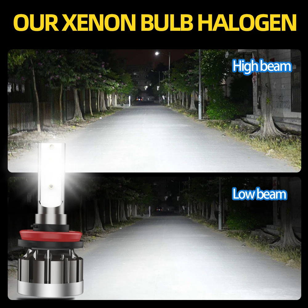 4PCS Canbus Led Headlight Bulb Kit 9005 HB3 H11 Turbo LED Light CSP Chip 12V 6000K 40000LM 240W High Low Beam Auto Lights images - 6