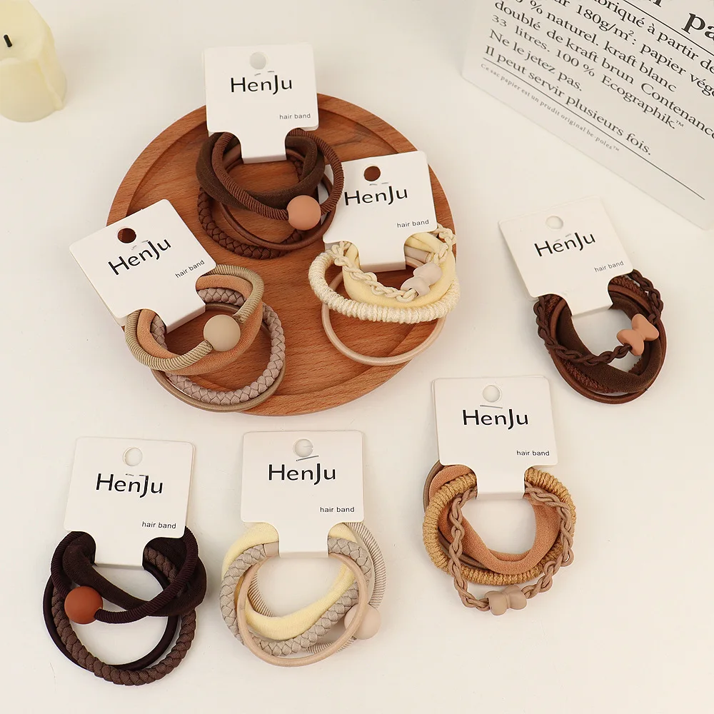 

4Pcs/lot Fashion Solid Color Rubber Band Tied Ponytail Hair Band for Female Cute Ball Hair Accessories for Girls Birthday Gift