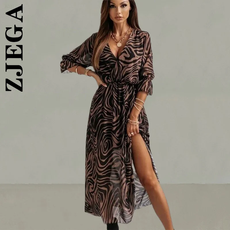 

Zjega New V Neck Waist Side Splits Robe Long Sleeve Loose Dress Korean Soft Outfits Lazy Female Vestidos Woman Clothes