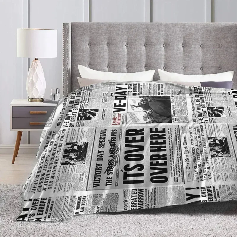 Одеяла с коллажем из газеты Победа 2 мировой войны мягкое теплое Фланелевое