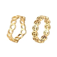 ladies fashion titanium steel ring couple personality ring copper coin index finger ring copper ring gold coin jewelry