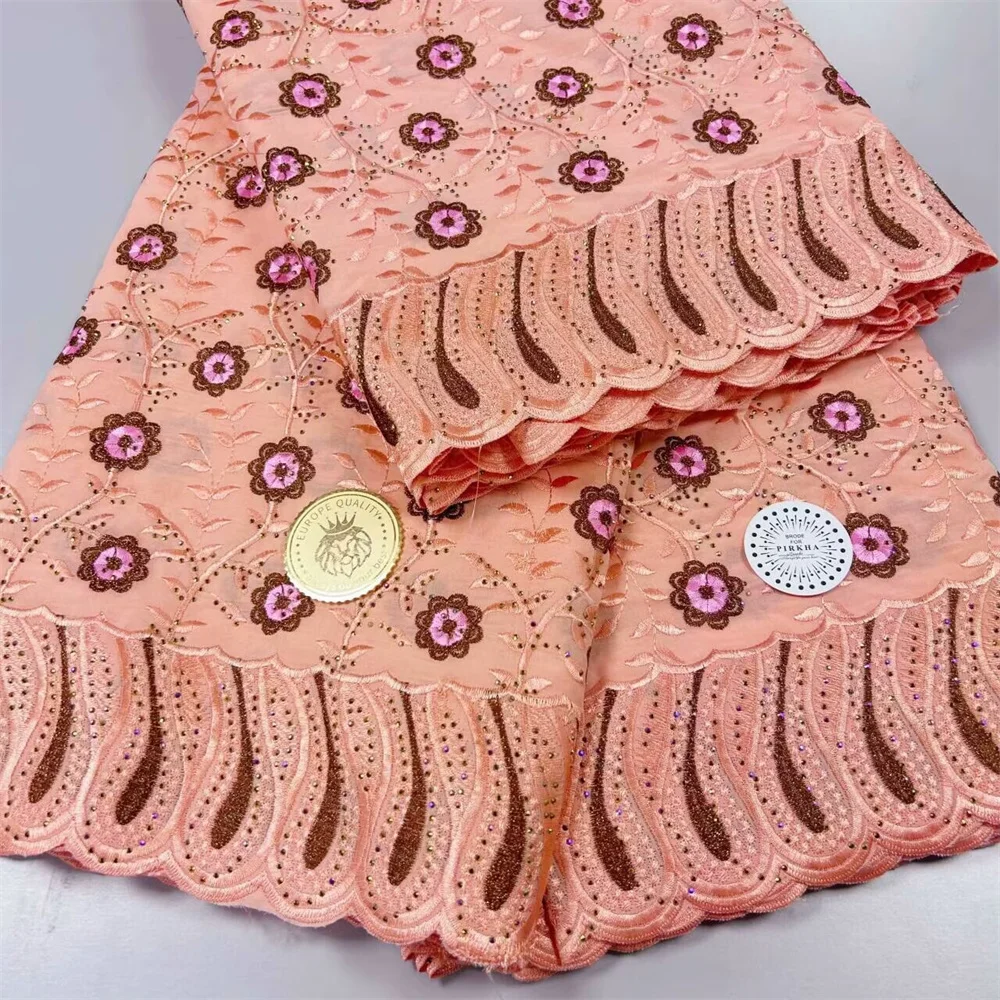 2024 Новая африканская французская швейцарская кружевная ткань с камнями